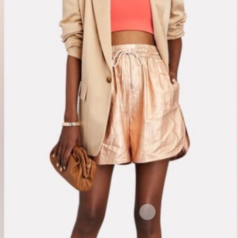 A.L.C. Ryder Linen Shorts NWT! Metallic Bronze, Size XS - Picture 2 of 6